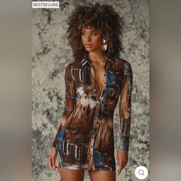 Poshmark Brown and Blue Dress - Picture 1 of 1